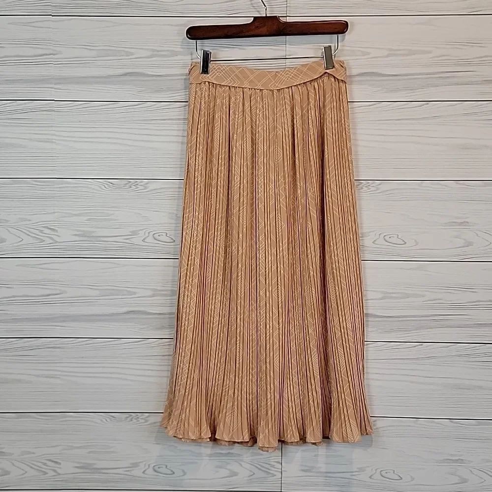 Alice Blue Pleated Midi Skirt - Blush Pink/orange Womens Size S - Picture 7 of 11